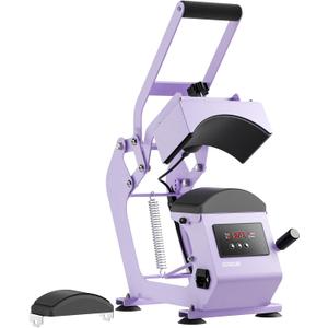 Hat Press Heat Machine for Caps with Precise Temp&Timer Control, Timer Auto Starter, Hat Heat Press with 2 Platens for Trucker Hat & HTV Iron on Vinyl, Sublimation Hat Press, Heat Transfer (Purple)