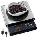 Coffee Scale with Timer, 0.1g High Precision Espresso Scale, Pour Over Coffee Weight Scale Rechargeable Coffee Scale for Espresso with Color LED Display, Touch Sensor, Silicone Cover (3 kg - Normal Size)