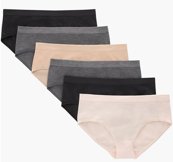 Hanes Tween Girls Underwear, Seamless Girls Panties, Boyshort & Hipster, Assorted Colors, 6-Pack (Large, Ivory/Beige/Grey/Black - 6 Pack)