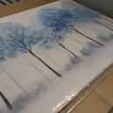 Forest Wall Art Blue and White Misty Trees Landscape Artwork 24"x48", 24L" x 48W"