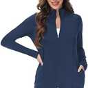 COZZIPLUS Women Zip up Athletic Running Jacket Lightweight Workout Yoga Top with Thumb Holes and Pocket L