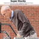 Handrails Wall Mount Stair Safety Handle Non-Slip Step Metal U-Shape Grab Yard Mounted Garage Porch Garden Hand Railings Powder Coated Heavy Duty Indoor or Outdoor Safe Bars Black for 1 to 3 Steps
