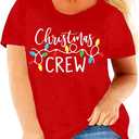 Plus Size Women's Christmas Crew Shirt - Graphic Tee with Xmas Lights Design - Holiday Top (XX-Large Plus, Red)