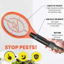 2 Pack Electric Fly Swatter Racket and Mosquito Zapper by ZAP IT! - High Duty 4,000 Volt Electric Bug Zapper Racket - USB Rechargeable Fly Zappers Racquet for Indoor and Outdoor - Medium, Orange