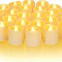 Homemory 24Pack Flameless LED Votive Candles, 200+Hour Long Lasting Electric Fake Candles, Battery Operated Tealights in Warm White for Christmas, Wedding Decor (Ivory Base, Batteries Included)