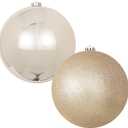 8in Large Christmas Ornaments Shatterproof Christmas Ball Ornaments Giant Xmas Tree Decoration Decorative Hanging Mercury Balls for Party,Home,Holiday (Gold,2pc)