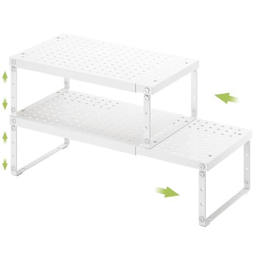 RUILALIFE Expandable Cabinet Organizer Shelf With Adjustable Height, Stackable Kitchen Countertop Organizer Rack, Adjustable Shelf Riser For Kitchen Counter, Pantry, Cupboard, Desk, Tabletop