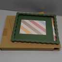 8x10 Picture Frame with Mat for 5x7, Wavy Edge Wooden Real Glass Photo Frame for Tabletop and Wall Hanging, Green, 1 Pack