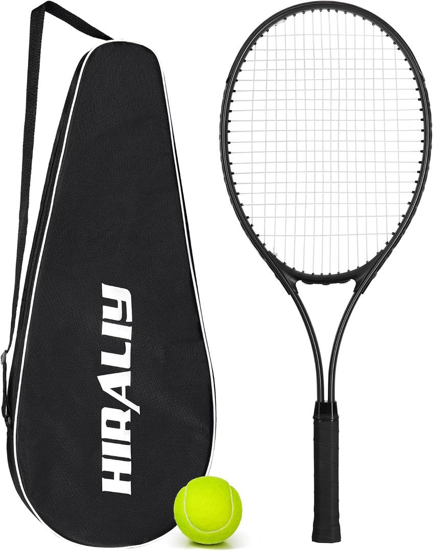 HIRALIY Tennis Rackets 2 Pack for Adults Beginners - 27 Inch Lightweight Aluminum Tennis Racquet Set with 3 Balls & Carry Bag - Vibration Dampening & Large Sweet Spot for Men Women Couples