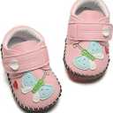 HsdsBebe Baby Boys Girls Pu Leather Hard Bottom Walking Sneakers Toddler Rubber Sole First Walkers Infant Cartoon Slippers Crib Shoes, 3