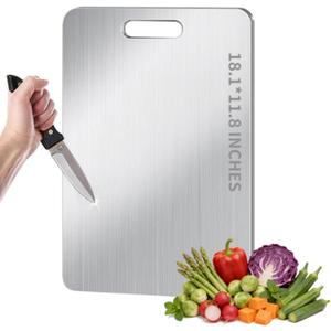 Titanium Cutting Board - 100% Pure Titanium Cutting Boards, Food-Grade, Non-Slip Surface, Dishwasher Safe, for Elegant Serving Tray for Kitchen, Charcuterie, Meat, Vegetables, Easy Clean, 18.1"x11.8"