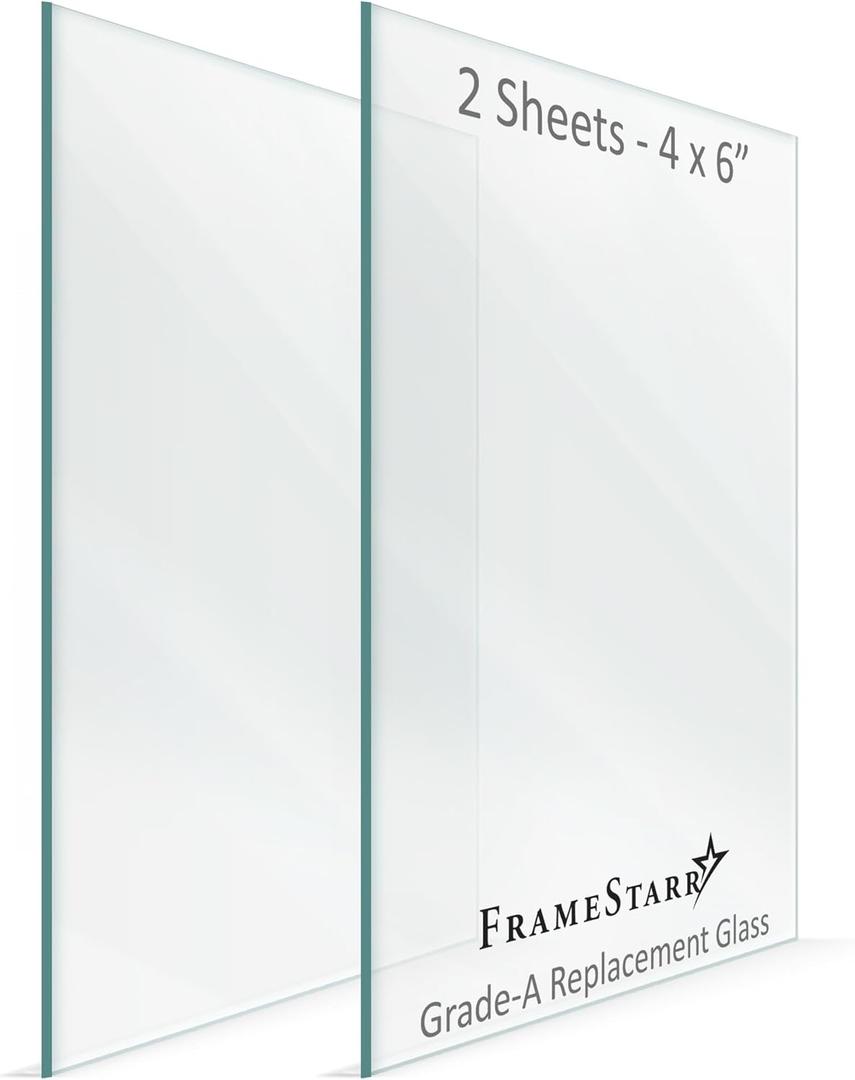 4x6 Glass - Crystal Clear, 2 Pack - Replacement Glass for 4 x 6 Picture Frames - Real Cover Sheets