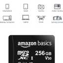 Amazon Basics microSDXC Memory Card with Full Size Adapter, A2, U3, Read Speed up to 100 MB/s, 256GB, Black