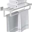 Double Towel Bar, 24 Inch Towel Racks for Bathroom Wall Mounted, Bathroom Towel Rack, Towel Rack with Shelf, Stainless Steel Hand Towel Hanger, Bath Towel Holder for Wall, Brushed Nickel