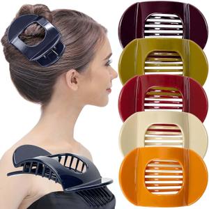RC ROCHE ORNAMENT 6 Pcs Womens Square Strong Grip Secure Hold Inner Teeth Styling Plastic Comfortable Curve No Slip Beauty Accessory Girls Ladies Claw Clamp Clip, Large Classic Multicolor (1 Count (Pack of 6))