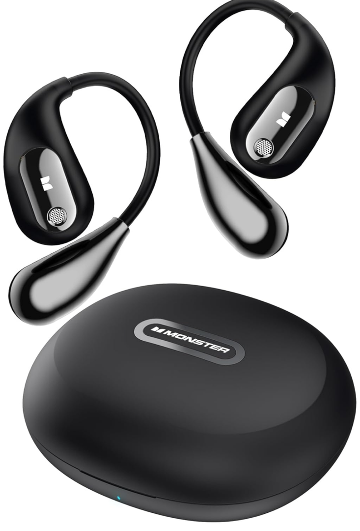 Monster Open Ear AC210 Headphones, Bluetooth 5.4 Earphones Stereo Sound, Wireless Headphones 30 Hours Playback, Type-C Charging, HD Clear Calls, Touch Control, IPX6 Waterproof Open Ear Earbuds,Back
