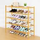 Smiry Shoe Rack, 5 Tier Long Bamboo Shoe Organizer, Stackable Free Standing Wooden Shoe Storage Shelf for Closet, Entryway, Front Door Entrance, Natural