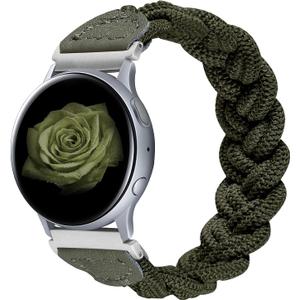 Wearlizer Stretchy Bands Compatible with Samsung Galaxy Watch 7/6/5/4 40mm 44mm/Watch 6 Classic 43mm 47mm/Watch 5 Pro 45mm/Watch 4 Classic 42mm 46mm/Watch 3 41mm/Active 2, 20mm Braided Band Women (Medium, Army Green)