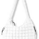 Puffer Tote Bag for Women Large Quilted Tote Bag Quilted Carryall Bag Soft Puffy Crossbody Bag Hobo Handbags Puff Purse (White)