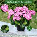 Set of 2 Artificial Flowers Potted for Outdoor, Pre-Made Faux Geranium Plants in Pots UV Resistant Pink Silk Fake Flower Large Potted Plant for Gardens Yards Patios Paths Home Decor - Pink