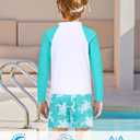 Boys Long Sleeve Rash Guard Swimsuit Kids 2-Pieces Bathing Suits Set (9-10 Years, Green Turtle)