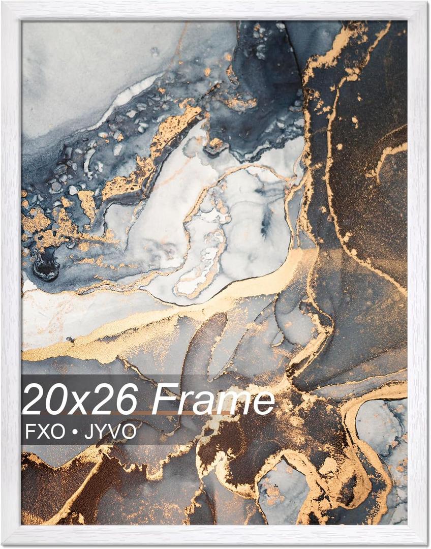 Fxojyvo 20x26 Picture Frame White Engineered Wood Wall Hanging | Light Weight 20 x 26 Inch White Wood-grain Frame for 20by26 Photo Poster Horizontally/Vertically(1 Pack|White|20x26)
