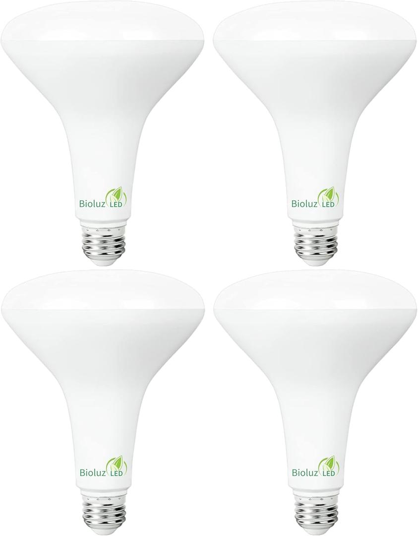 Bioluz 4 Pack LED Light Bulb BR40 Light Bulbs 3000K Soft White 90 CRI Dimmable UL-Listed CEC Title 20 Compliant 1250 Lumen Led Bulbs Indoor/Outdoor Flood Lights | Lightbulb for Outdoor Lighting