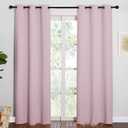NICETOWN Nursery Essential Thermal Insulated Solid Grommet Top Blackout Curtains/Drapes (1 Pair, 42 x 84 inches, Baby Pink)
