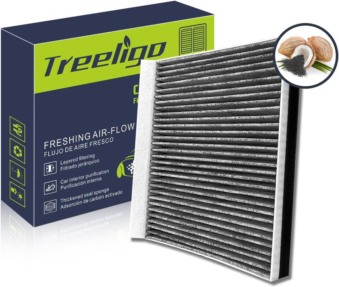 3 x Treeligo CF10735 Cabin Air Filter, Replacement for Genesis G70 G80 G90 GV70 GV80 2011 2012 2013 2014 Hyundai Equus Genesis/Kia K900 Stinger, w/Upgraded Coconut Shell Activated Charcoal