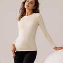 Bonneuitbebe Women's 2 Pack Long Sleeve Thermal Shirts Soft Crewneck Undershirt Tops Lightweight Base Layer Cold Weather (S)