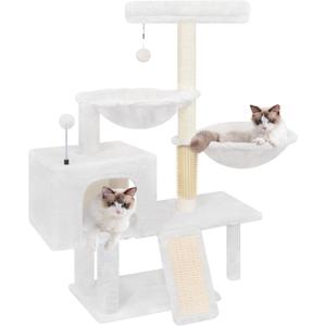 ROYPET Cat Tree with Cat Condo and Two Hammocks, Cat Tower with Scratching Posts and Scratching Pads, Beige