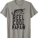 Reel Cool Papaw Fishing Fisherman Funny Grandpa Retro T-Shirt (2XL)