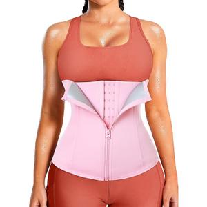 Women's Waist Trainer Corset with Zipper Sweat Waist Trimmer for Women Workout Belt Corset Shapewear  XS, Pink