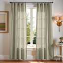 jinchan Linen Blend Curtains 90 Inches Long for Living Room Farmhouse Rod Pocket Back Tab Light Filtering Window Drapes for Bedroom Curtains Green 2 Panels (50"W x 90"L (Pack of 2))