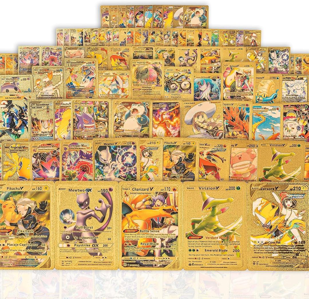 55Pcs Rare Gold Cards, Gold Foil Collectible Card Set, Suitable for Fans, Children and Collectors, No Duplicates, High-End Gift Game Set.