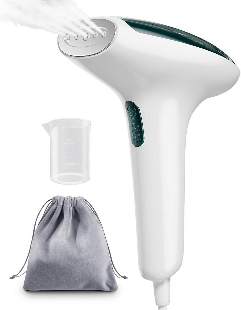 CPWORLD Steamer for Clothes, Travel Steamer, 20-Second Fast Heat-up, Strong Penetrating Steam, Water Cup and Storage Bag Included, Portable Steamer for Clothes, for Home, Office and Travel