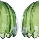 Glass Green Tulip Lamp Shades, Small Flower Lampshades, Replacement Mini Lamp Shade for Floor Lamp Table Wall Lamp Chandelier Decor (Green-2)