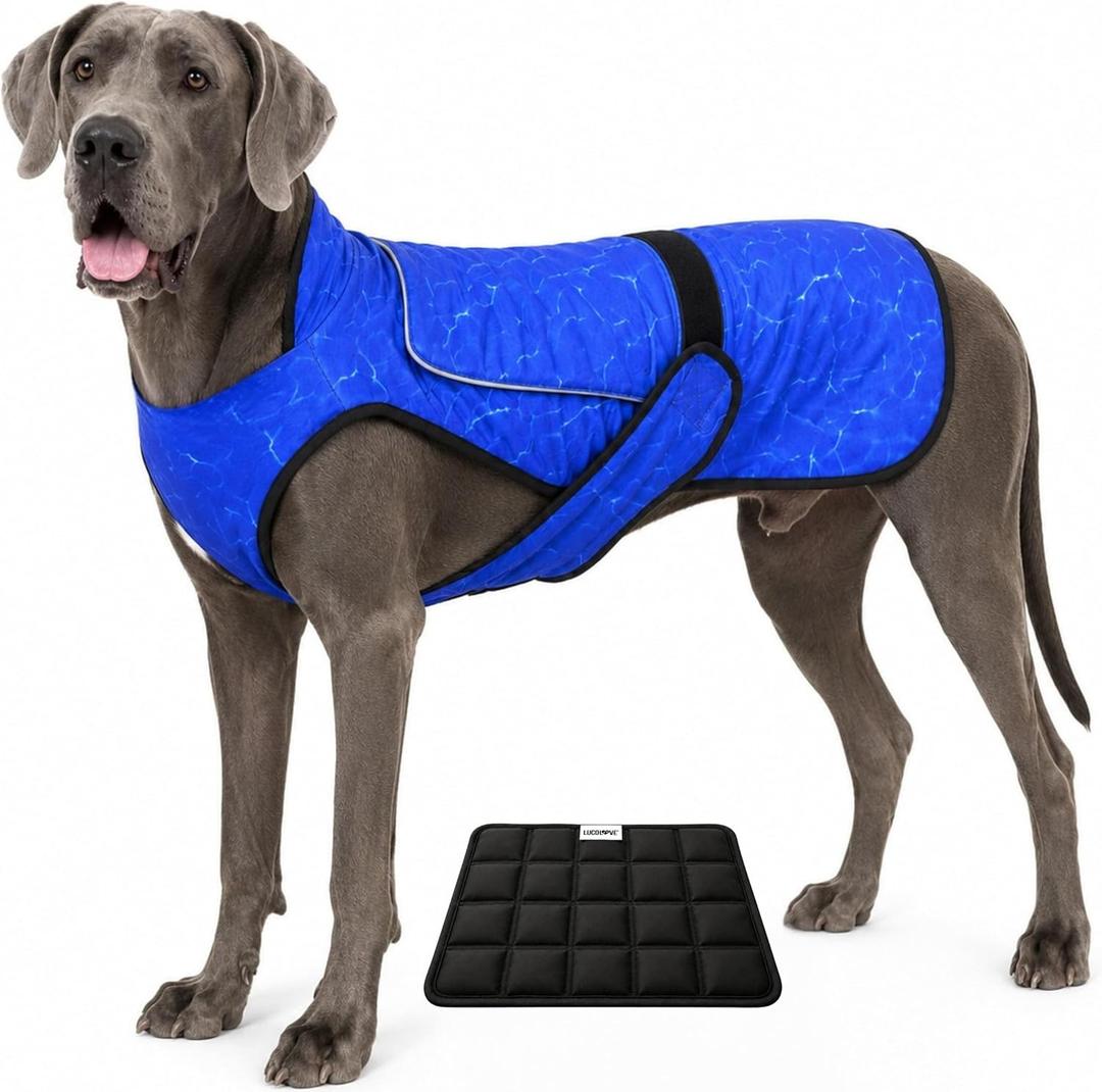 Dog Cooling Vest with Ice Pack – 2-Layer Evaporative Cooling Jacket with High Collar, UV Protection & Size-Matched Ice Pack – Cooling Vest for Dogs for Hot Weather (Blue Aqua, XX-Large)