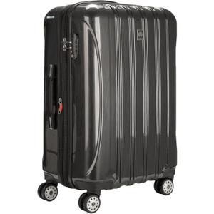 DELSEY PARIS Titanium Hardside Expandable Luggage with Spinner Wheels Checked Luggage, Charcoal, Checked-Medium 24 Inch