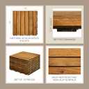 THYOI 10 Pcs Deck Tiles, Patio Flooring - Outdoor Waterproof Acacia Wood Tiles for All Weather Use - Balcony, Backyard, Indoor & Outdoor (Golden Teak Striped Pattern, 10 Square Ft)