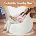 Homguava 2FT Bean Bag Chair: 2' Bean Bags with Memory Foam Filled,Comfy Beanbag Chairs Round Bean Bag Sofa with Dutch Velvet Cover-Beige