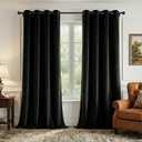 StangH Black Blackout Velvet Curtains 84 inches Long - Grommet Thermal Insulated Curtain Panels Chill Resist Keep Warm for Living Room, Black, W52 x L84 Inches, 2 Pieces
