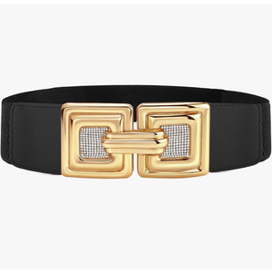 Women Wide Elastic Waist Belt Fashion Vintage Waist Belts Ladies Waistband Skinny Stretchy Rhinestones Gold Buckle
