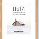 Dreamland 11x14 Picture Frame with Mat for 8x10, Solid Oak Wood 11 x 14 Frames with Resistant Plexiglass, 11 by 14 Wooden Gallery Wall Frames for Art, Wall Display Only, Set of 1