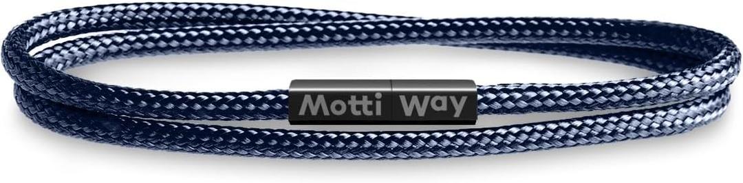 Nautical Durable Black Rope Cord Cuff Unisex Waterproof Bracelet with Magnetic Clasp for Men & Women (L/XL - Wrist size: (7.5 - 7.9 inch], Fiji)