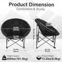 Oversized XXL Folding Round Camping Chair,Super Comfy Padded Moon Camp Chairs,Heavy Duty Supports 400 Lbs Outdoor Lawn Chairs for Adults,Perfect for Indoor,Family Camping,Picnics and Garden,Black