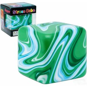 Stress Cube Squishy Toys,Relief High Density Ice Squeeze Ball, Ice Cubes Squishies for Anxiety Relief, Slow Rising Ice Cubes Stress Balls, Focus & Play (Green)