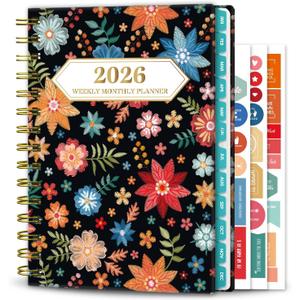 Ymumuda 2026 Planner, Daily Weekly and Monthly PlannerJan 2026 - Dec 2026, 8.4" x 6.3", 2026 Calendar Planner Book with Tabs, Spiral Notebook with Inner Pocket for Office Home School Supplies