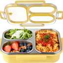 Stainless Steel Lunch Box for Kids, 3-Compartment Metal Bento Box, Leak-Resistant Lids with 4 Latches, Reusable Portion Control Lunch Container for School, Office