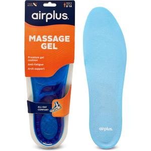 Airplus Super Gel Cushion Insole for Mens Shoe Sizes 8-14 All-Day Comfort, Shock Absorption, Gel Zones, Full-Length Footbed, Trim-to-Fit for Casual, Athletic, Dress Shoes, and Work Boots
